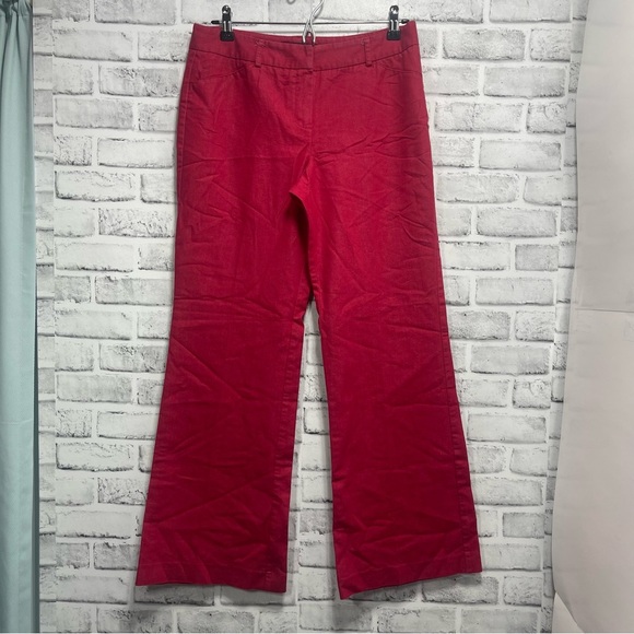Larry Levin Red Mid-Rise Wide Leg Pants 8 - Picture 1 of 5